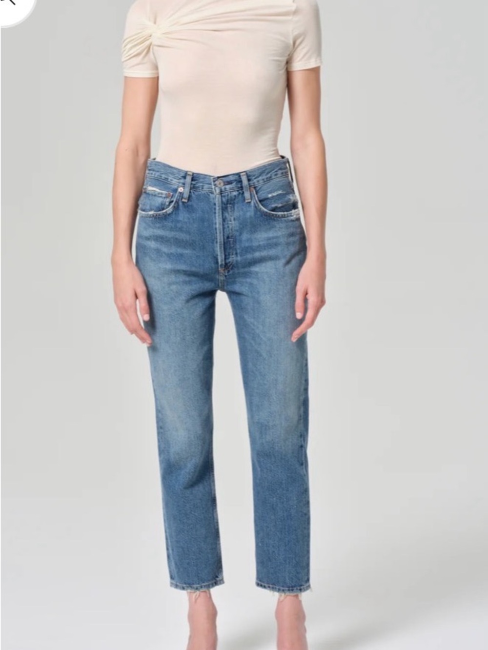 Agolde Riley Straight-Leg High Rise Jeans in Medium Blue